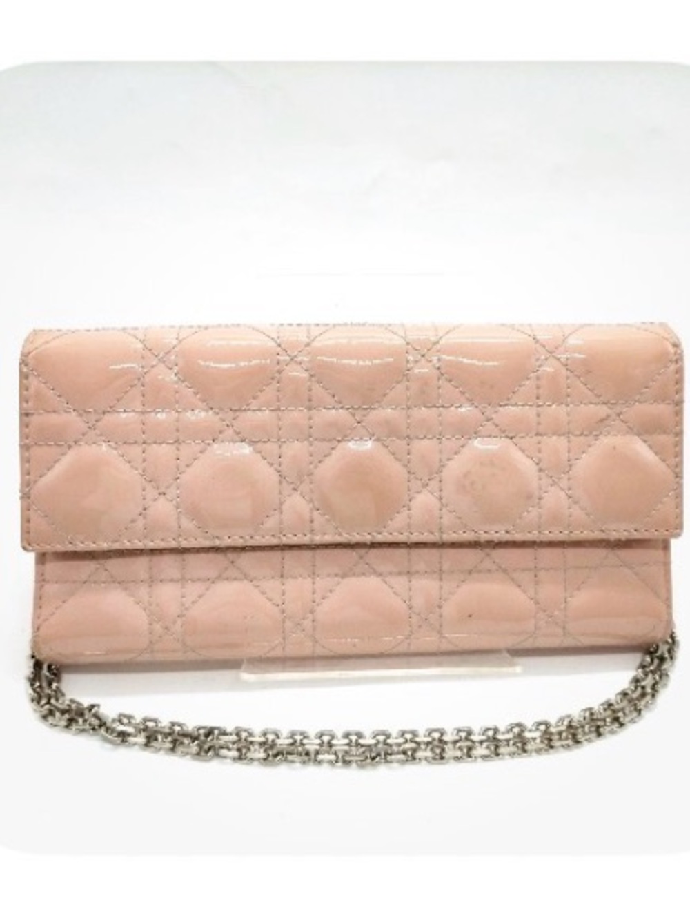 Christian Dior patent cannage LadyDior Rendezvous wallet on a chain